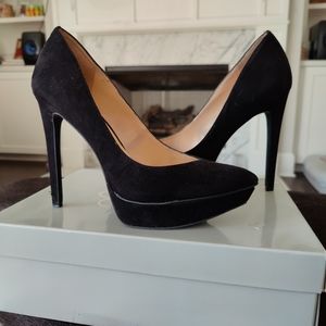 Jessica Simpson black suede platform heels